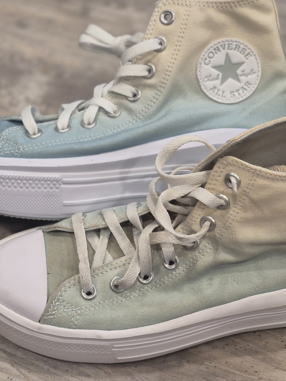 Converse Women's High-Top Sneakers — Mint Green and Beige Ombre